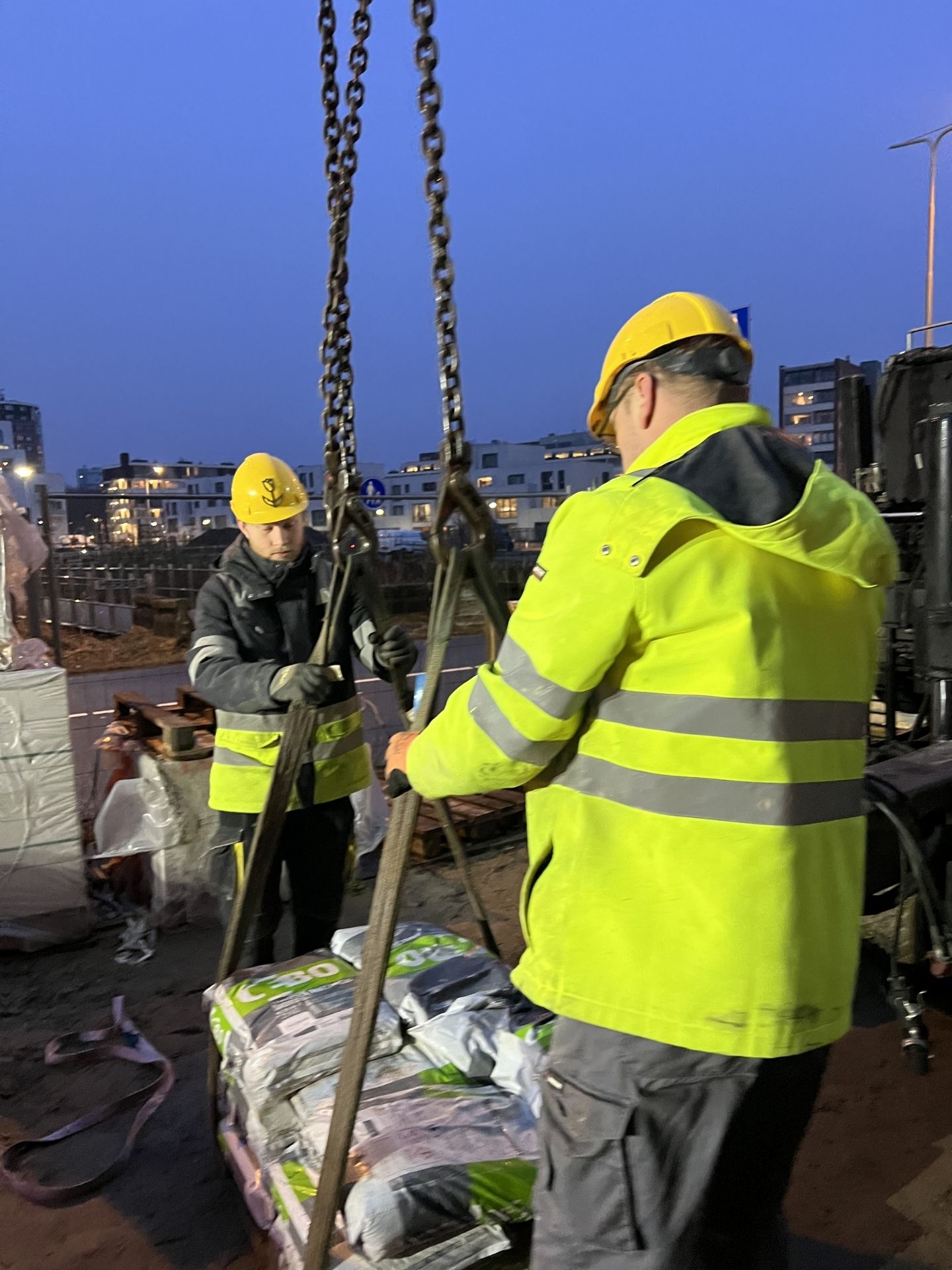 Voorbereiding op de hijsbeweging